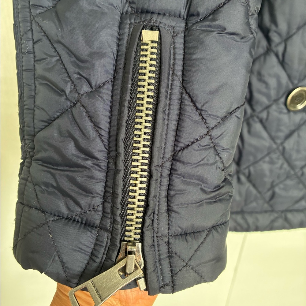 Burberry lDark Blue Quilted Pea Coat Car jacket with Black Shearling Collar L - Picture 4 of 12